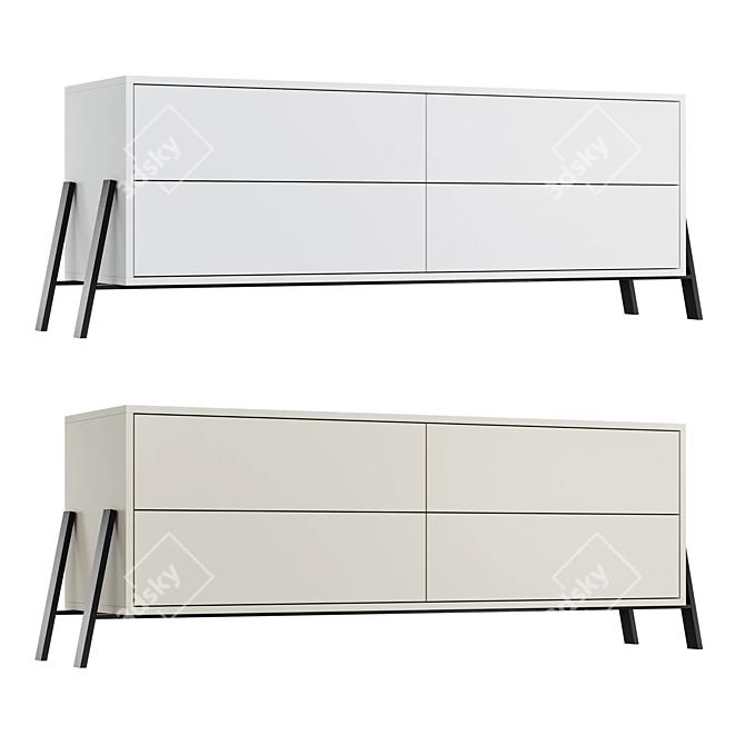 Modern TV Stand TSD4 - Sleek Design & Ample Storage 3D model image 3