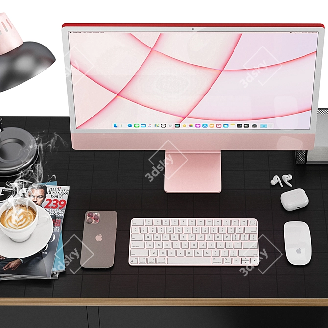 Pink iMac: Stylish and Powerful Workstation 3D model image 6