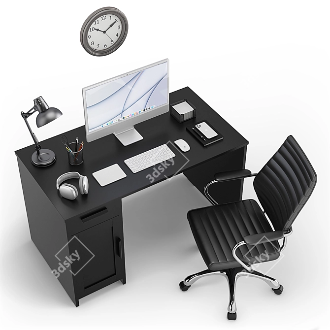 Silver iMac: The Ultimate Workplace Solution 3D model image 3