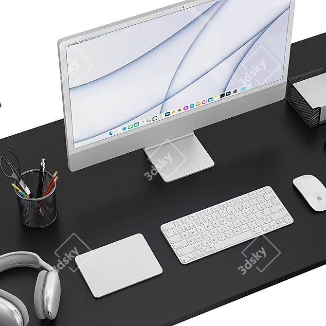 Silver iMac: The Ultimate Workplace Solution 3D model image 5