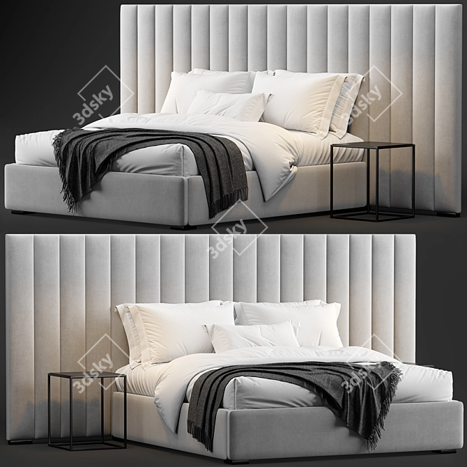 RH Modena Extended Platform Bed: Sleek Vertical Design 3D model image 1