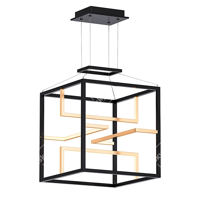Modern Black/ Gold 4-Light Pendant 3D model image 1