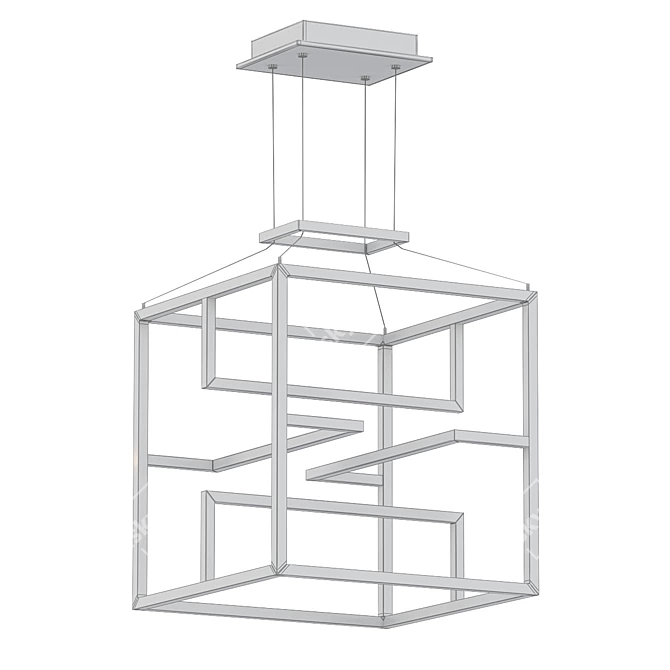 Modern Black/ Gold 4-Light Pendant 3D model image 2