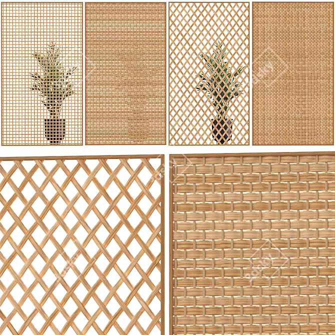 Rustic Rattan Room Divider 3D model image 1