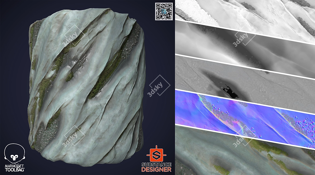 Mossy Rock Generator | SBSAR | 4K 3D model image 4