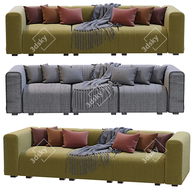 Modern Hay Mags 3-Seater Sofa 3D model image 5