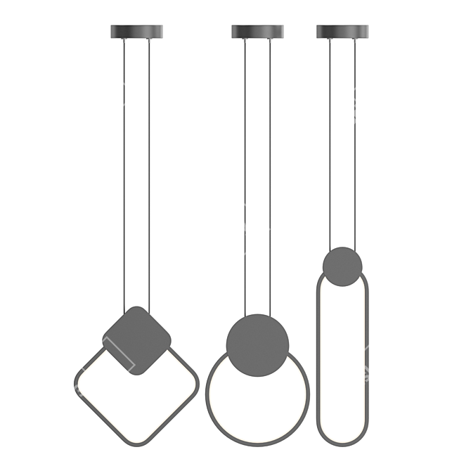 Geometric LED Pendant Lamp 3D model image 2