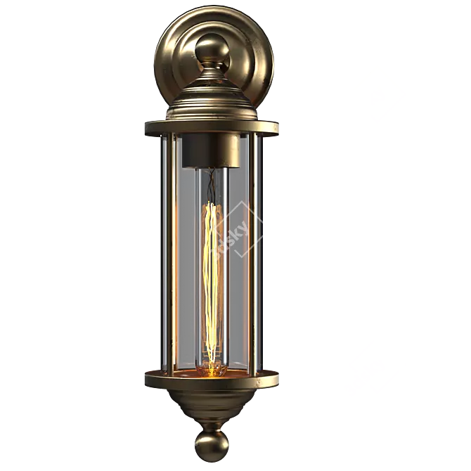 Vintage Brass Wall Lamp 3D model image 1