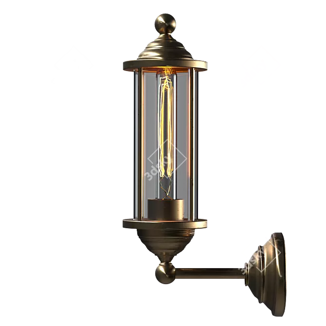 Vintage Brass Wall Lamp 3D model image 3
