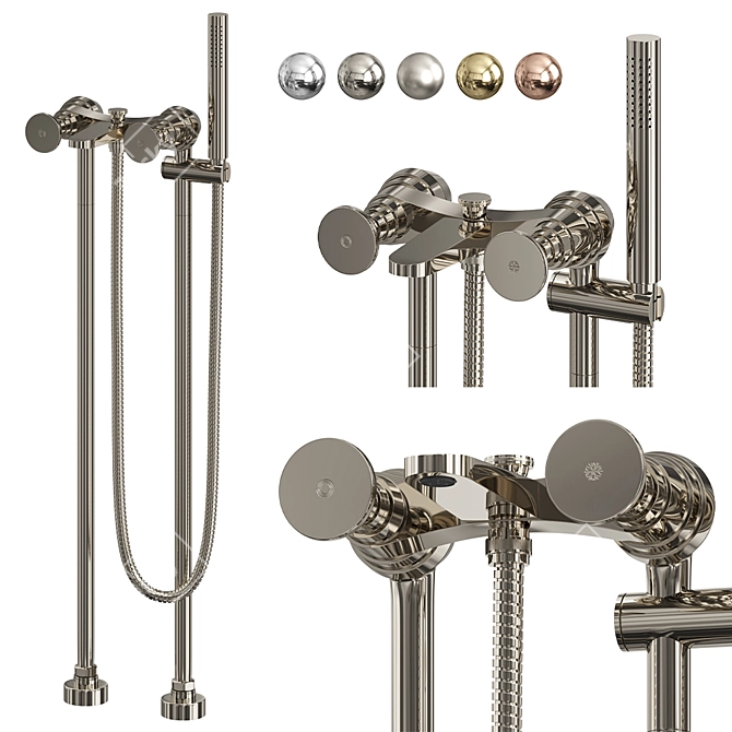 Stella Titian Floor Mounted Bath Mixer 3D model image 1
