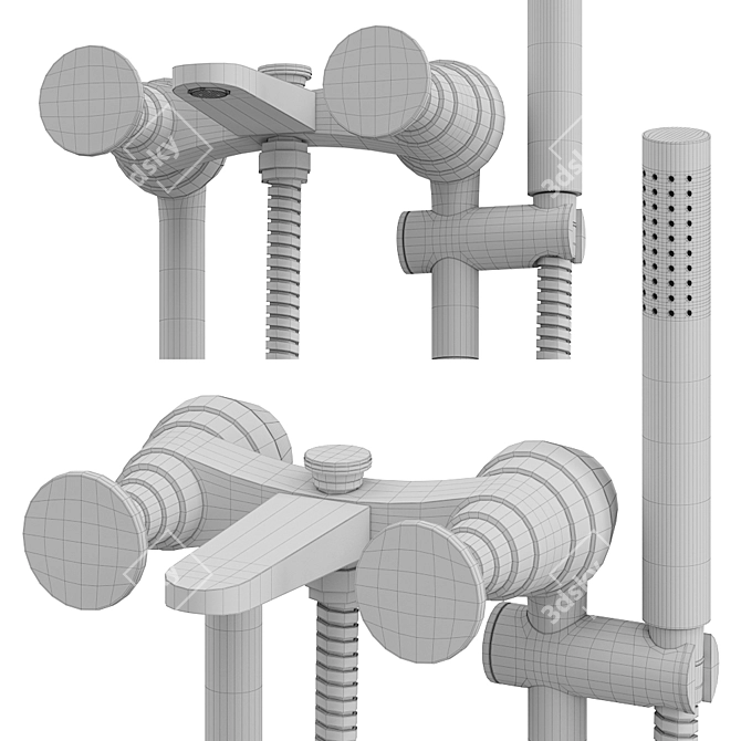 Stella Titian Floor Mounted Bath Mixer 3D model image 4