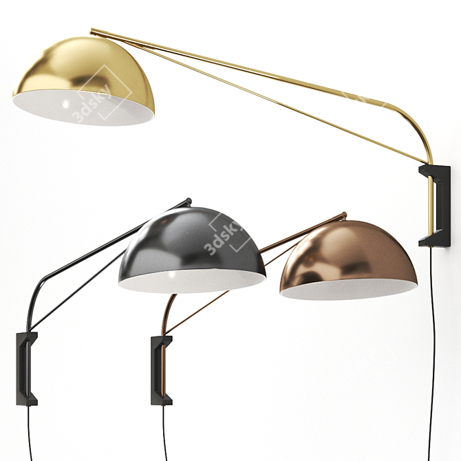 Sculptural Arc Wall Lamp 3D model image 1