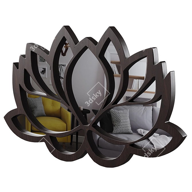 Elegant Lotus Copper Mirror 3D model image 1