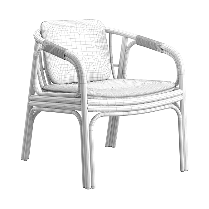 Elegant Rattan Hublot Armchair 3D model image 7