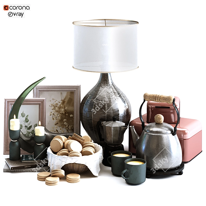 Elegant Breakfast Table Decoration 3D model image 1