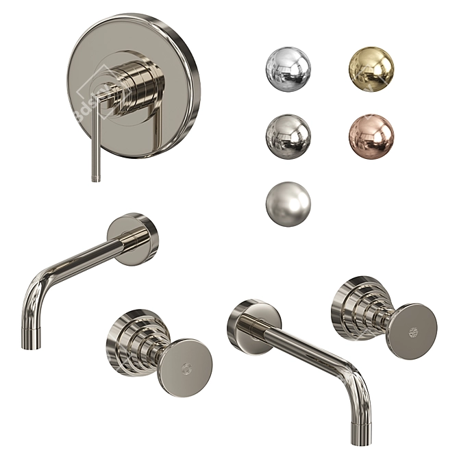Title: Stella Titian Wall Mounted Washbasin Mixers 3D model image 1