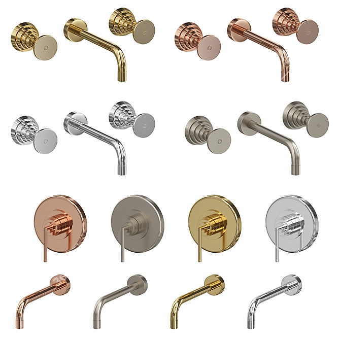 Title: Stella Titian Wall Mounted Washbasin Mixers 3D model image 2