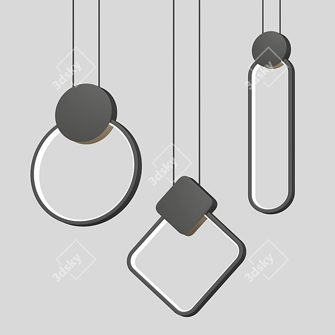 Geometric LED Pendant Lights 3D model image 2