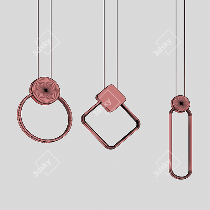 Geometric LED Pendant Lights 3D model image 3