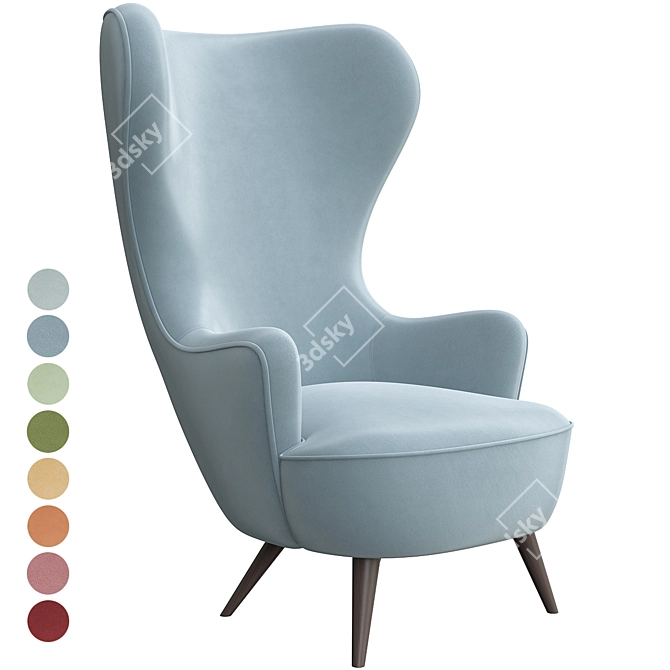 Elegant Micro Wingback Chair 3D model image 4
