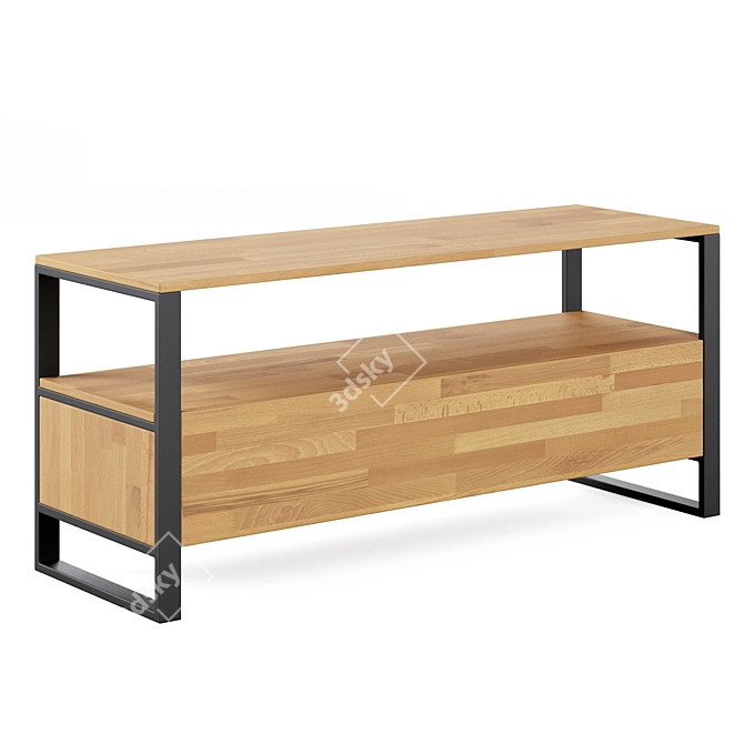 Rustic Oak & Steel TV Stand 3D model image 3