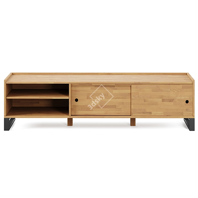 Hiba Oak & Steel TV Unit 2 - Stylish and Sturdy 3D model image 2