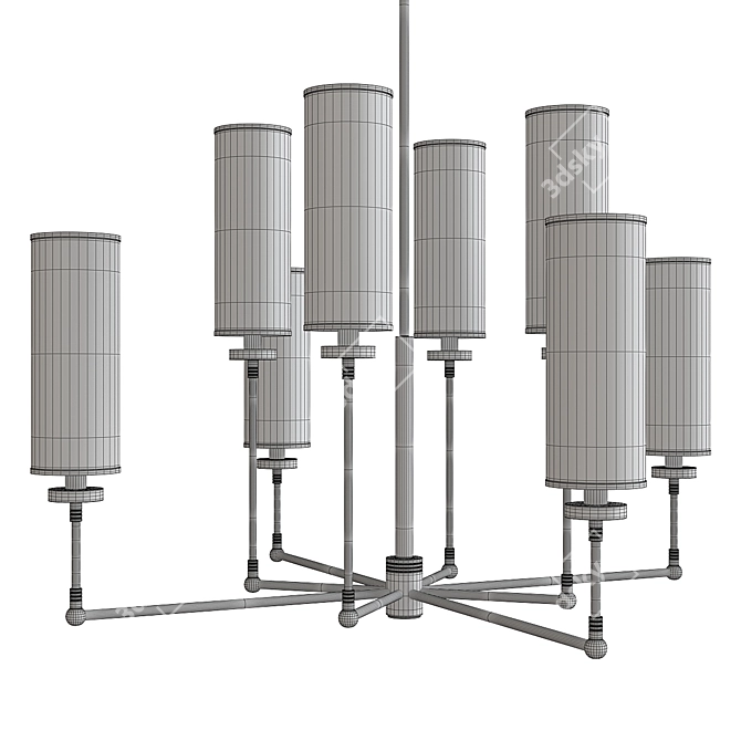 Elegant Ziyi Bronze Chandelier 3D model image 2