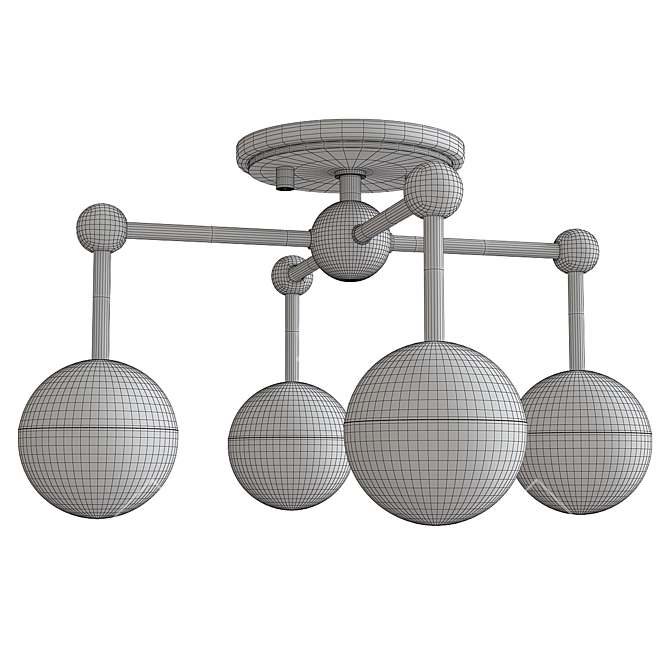 Modern Boca LED Semi Flushmount 3D model image 2