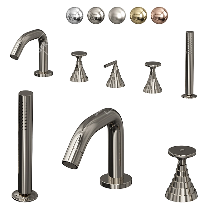 Stella Titian Deck-Mounted Bath & Shower Mixer 3D model image 1