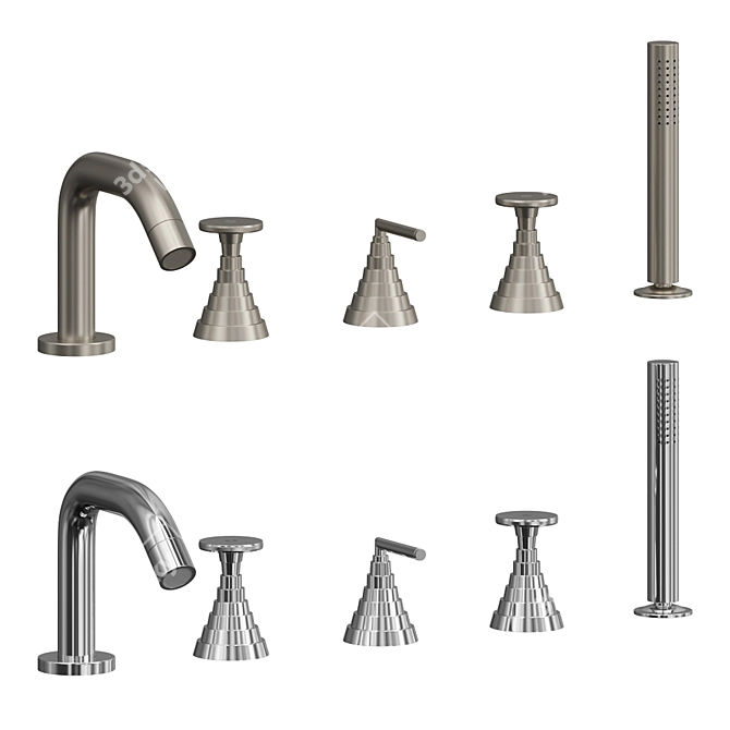 Stella Titian Deck-Mounted Bath & Shower Mixer 3D model image 2