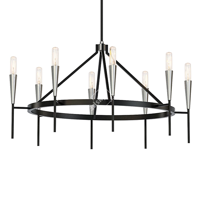 Flute Chandelier: Elegant Nickel Finish 3D model image 1