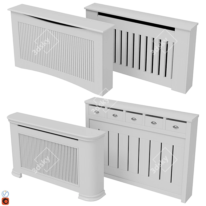 Elegant Radiator Screen Set 3D model image 1
