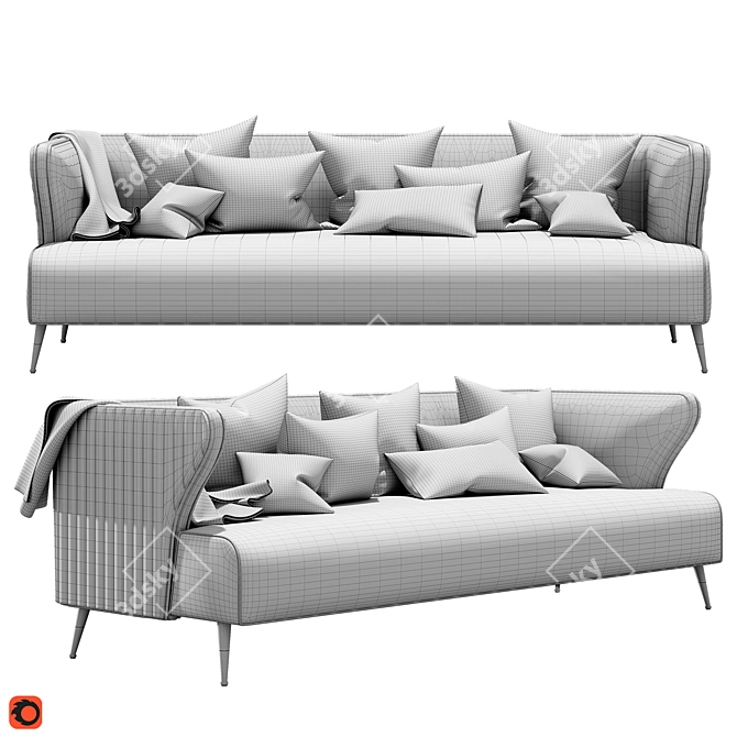 Retro-Inspired Fehring DecoDom Sofa 3D model image 2