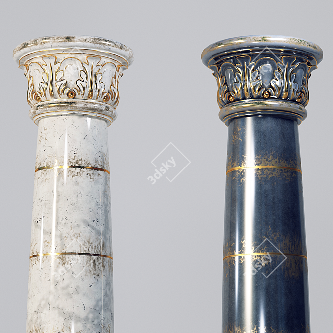 Classic Column No. 03 | Black & Gold/White & Gold | UV Mapped 3D model image 2