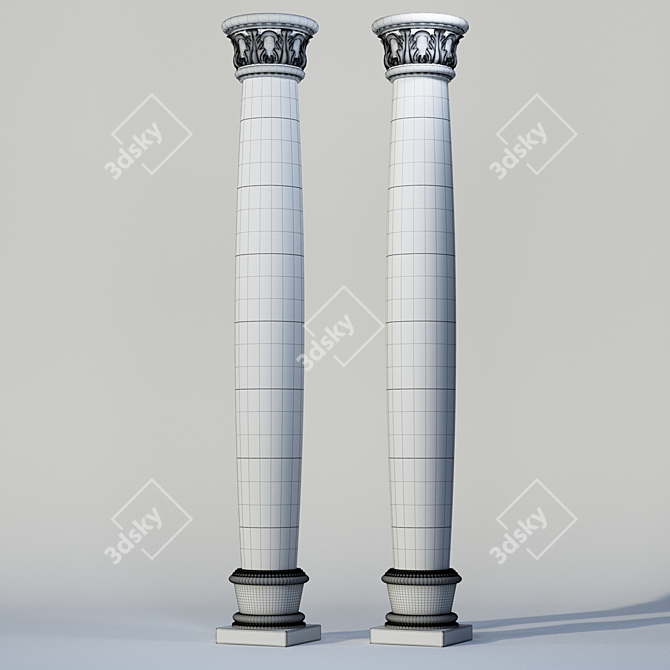 Classic Column No. 03 | Black & Gold/White & Gold | UV Mapped 3D model image 4