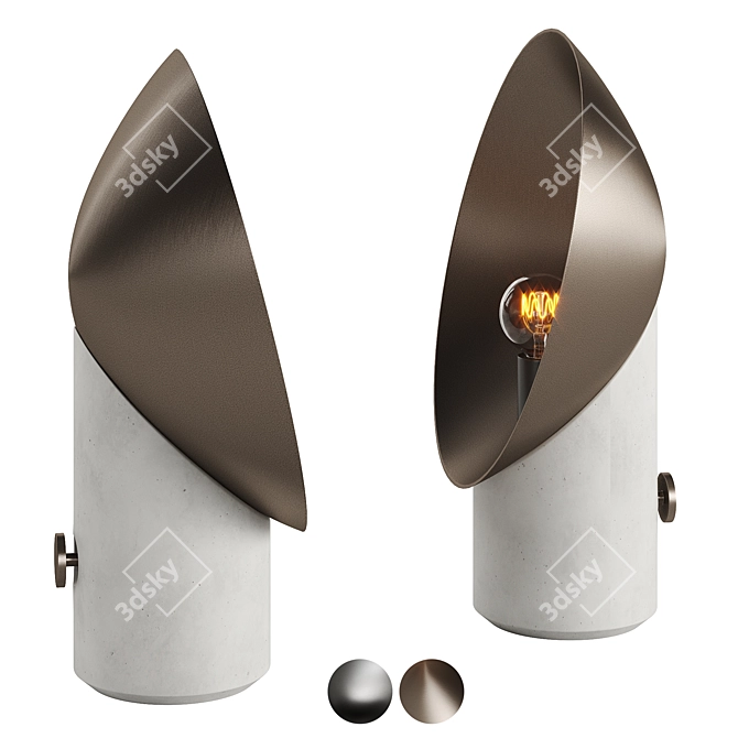 Lola Table Lamp: Elegant Brass & Concrete Design 3D model image 2