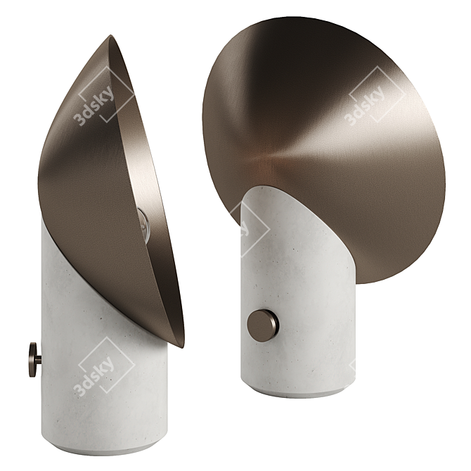 Lola Table Lamp: Elegant Brass & Concrete Design 3D model image 3