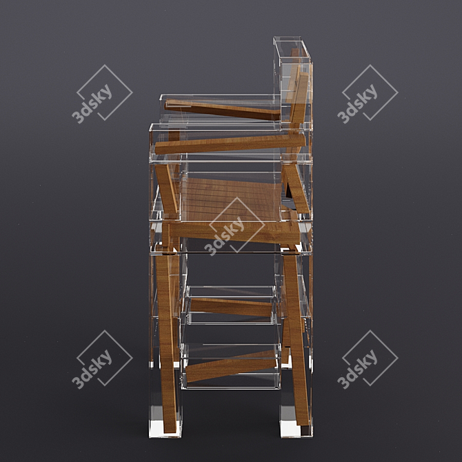 Elegant Wood & Glass Chair 3D model image 3