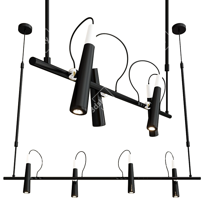 Sleek Black LED Pendant Light 3D model image 1