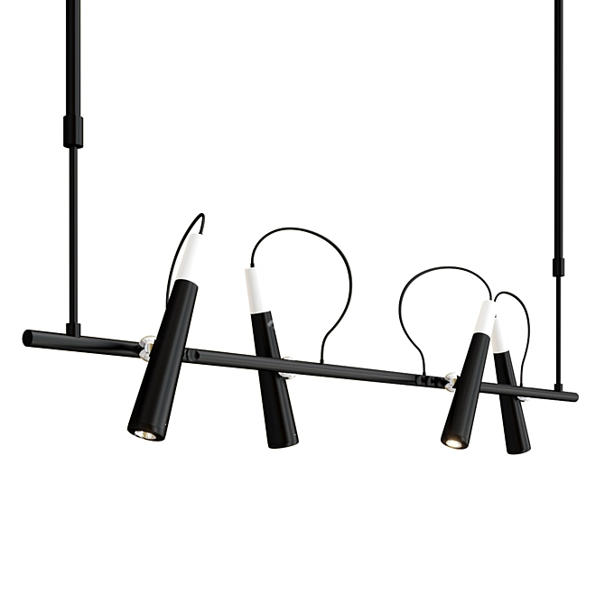 Sleek Black LED Pendant Light 3D model image 2