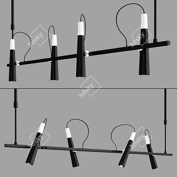 Sleek Black LED Pendant Light 3D model image 3