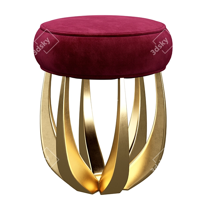Luxury Betty Stool with Plush Blanket 3D model image 3
