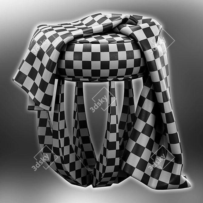 Luxury Betty Stool with Plush Blanket 3D model image 5