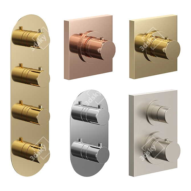 Stella Titian Thermostatic Mixer Set 3D model image 2