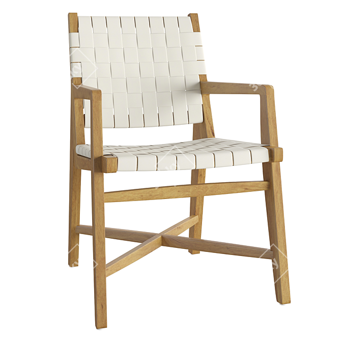 Taj White Woven Leather Dining Chair 3D model image 1