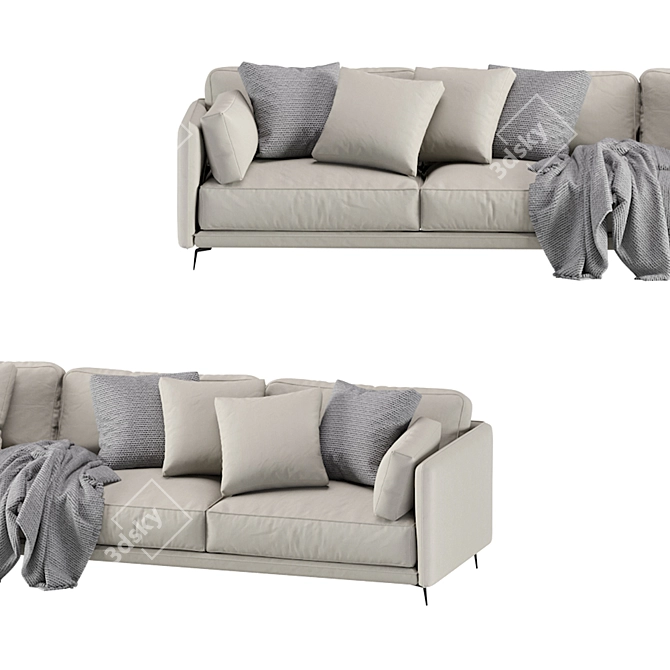 Krisby 3 Seat Modern Sofa 3D model image 6