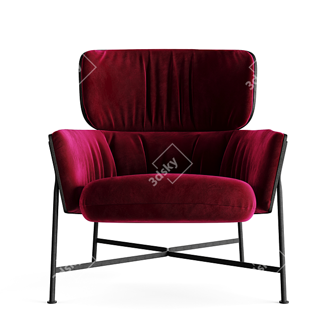 Caristo Low Back Velvet Armchair 3D model image 4