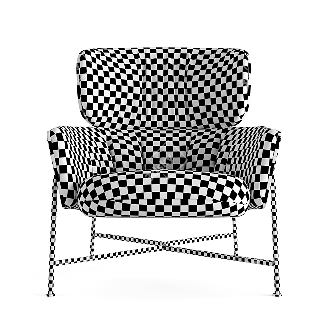 Caristo Low Back Velvet Armchair 3D model image 5