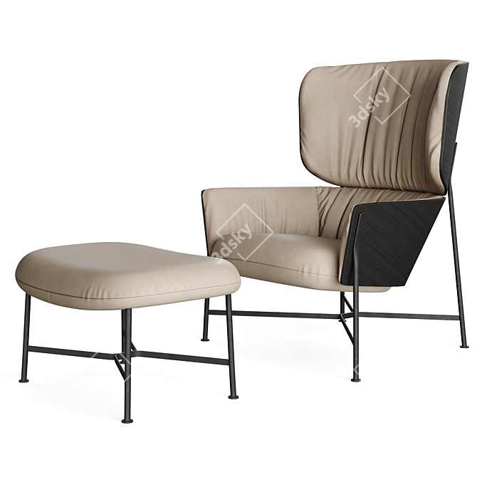 Caristo High Back Armchair: Subdividable Design 3D model image 1