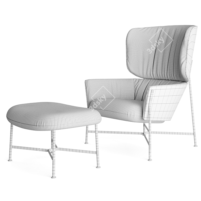 Caristo High Back Armchair: Subdividable Design 3D model image 6